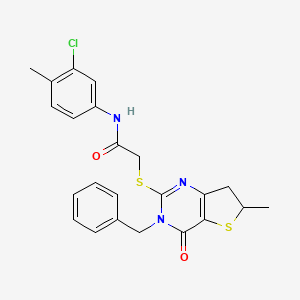 molecular formula C23H22ClN3O2S2 B2960370 2-((3-benzyl-6-methyl-4-oxo-3,4,6,7-tetrahydrothieno[3,2-d]pyrimidin-2-yl)thio)-N-(3-chloro-4-methylphenyl)acetamide CAS No. 689263-06-7