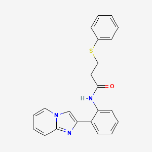 molecular formula C22H19N3OS B2960377 N-(2-(imidazo[1,2-a]pyridin-2-yl)phenyl)-3-(phenylthio)propanamide CAS No. 1798637-43-0