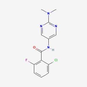 molecular formula C13H12ClFN4O B2960384 2-氯-N-(2-(二甲氨基)嘧啶-5-基)-6-氟苯甲酰胺 CAS No. 1396685-41-8