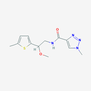 molecular formula C12H16N4O2S B2960392 N-(2-methoxy-2-(5-methylthiophen-2-yl)ethyl)-1-methyl-1H-1,2,3-triazole-4-carboxamide CAS No. 1797554-15-4