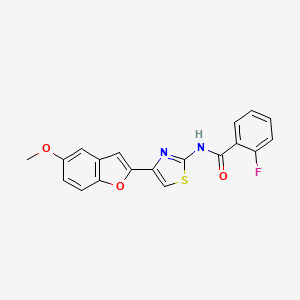 2-fluoro-N-[4-(5-methoxy-1-benzofuran-2-yl)-1,3-thiazol-2-yl]benzamide