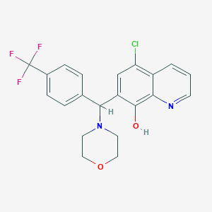 molecular formula C21H18ClF3N2O2 B2960395 5-Chloro-7-(morpholino(4-(trifluoromethyl)phenyl)methyl)quinolin-8-ol CAS No. 496013-22-0