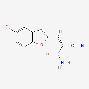 molecular formula C12H7FN2O2 B2960404 (Z)-2-Cyano-3-(5-fluoro-1-benzofuran-2-yl)prop-2-enamide CAS No. 1436371-40-2