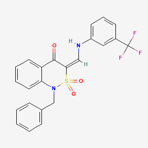 molecular formula C23H17F3N2O3S B2960405 (3E)-1-benzyl-3-({[3-(trifluoromethyl)phenyl]amino}methylidene)-3,4-dihydro-1H-2lambda6,1-benzothiazine-2,2,4-trione CAS No. 893314-15-3