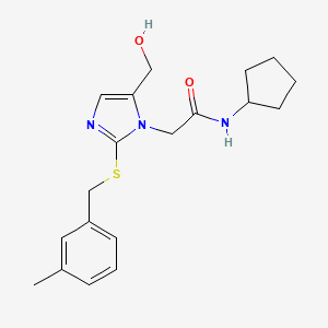 molecular formula C19H25N3O2S B2960415 N-cyclopentyl-2-(5-(hydroxymethyl)-2-((3-methylbenzyl)thio)-1H-imidazol-1-yl)acetamide CAS No. 923677-60-5