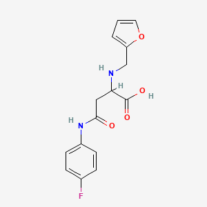 molecular formula C15H15FN2O4 B2960418 4-((4-Fluorophenyl)amino)-2-((furan-2-ylmethyl)amino)-4-oxobutanoic acid CAS No. 1028834-54-9