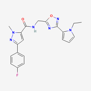 N-((3-(1-ethyl-1H-pyrrol-2-yl)-1,2,4-oxadiazol-5-yl)methyl)-3-(4-fluorophenyl)-1-methyl-1H-pyrazole-5-carboxamide