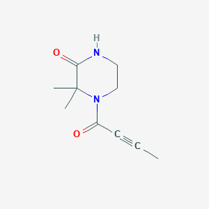 molecular formula C10H14N2O2 B2960425 4-But-2-ynoyl-3,3-dimethylpiperazin-2-one CAS No. 1698729-14-4