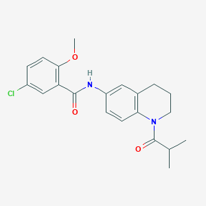 molecular formula C21H23ClN2O3 B2960434 5-chloro-N-(1-isobutyryl-1,2,3,4-tetrahydroquinolin-6-yl)-2-methoxybenzamide CAS No. 1005299-22-8