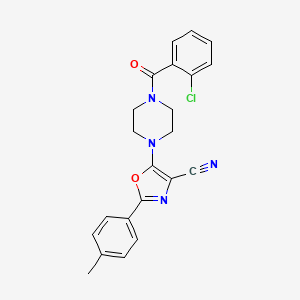 molecular formula C22H19ClN4O2 B2960439 5-(4-(2-Chlorobenzoyl)piperazin-1-yl)-2-(p-tolyl)oxazole-4-carbonitrile CAS No. 946308-09-4