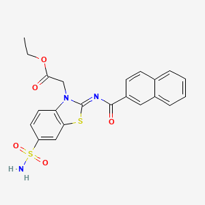 (Z)-ethyl 2-(2-((2-naphthoyl)imino)-6-sulfamoylbenzo[d]thiazol-3(2H)-yl)acetate