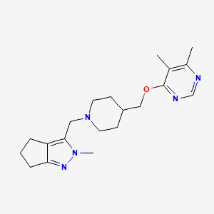 molecular formula C20H29N5O B2960443 3-((4-(((5,6-二甲基嘧啶-4-基)氧基)甲基)哌啶-1-基)甲基)-2-甲基-2,4,5,6-四氢环戊[c]吡唑 CAS No. 2320575-46-8