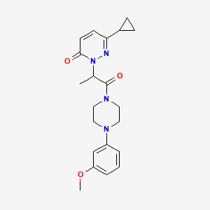 molecular formula C21H26N4O3 B2960445 6-cyclopropyl-2-(1-(4-(3-methoxyphenyl)piperazin-1-yl)-1-oxopropan-2-yl)pyridazin-3(2H)-one CAS No. 2034368-23-3