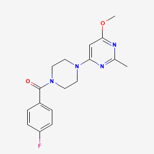 molecular formula C17H19FN4O2 B2960449 (4-Fluorophenyl)(4-(6-methoxy-2-methylpyrimidin-4-yl)piperazin-1-yl)methanone CAS No. 946248-07-3