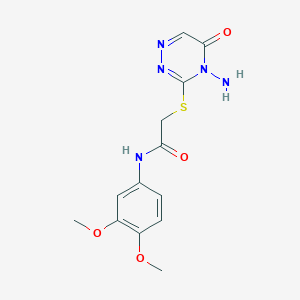 molecular formula C13H15N5O4S B2960452 2-[(4-amino-5-oxo-1,2,4-triazin-3-yl)sulfanyl]-N-(3,4-dimethoxyphenyl)acetamide CAS No. 869068-35-9