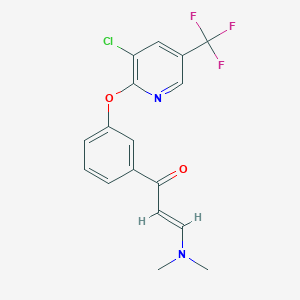 molecular formula C17H14ClF3N2O2 B2960457 (2E)-1-(3-{[3-chloro-5-(trifluoromethyl)pyridin-2-yl]oxy}phenyl)-3-(dimethylamino)prop-2-en-1-one CAS No. 339023-71-1
