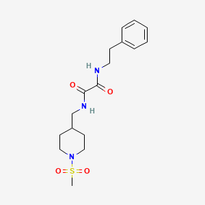 molecular formula C17H25N3O4S B2960465 N1-((1-(methylsulfonyl)piperidin-4-yl)methyl)-N2-phenethyloxalamide CAS No. 1235152-36-9