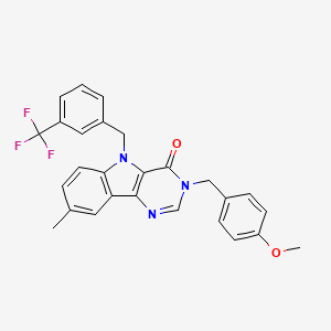 molecular formula C27H22F3N3O2 B2960467 3-[(4-methoxyphenyl)methyl]-8-methyl-5-{[3-(trifluoromethyl)phenyl]methyl}-3H,4H,5H-pyrimido[5,4-b]indol-4-one CAS No. 1189506-69-1