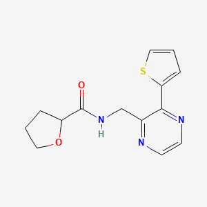 molecular formula C14H15N3O2S B2960471 N-((3-(thiophen-2-yl)pyrazin-2-yl)methyl)tetrahydrofuran-2-carboxamide CAS No. 2034239-81-9