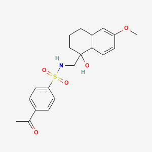 molecular formula C20H23NO5S B2960476 4-acetyl-N-((1-hydroxy-6-methoxy-1,2,3,4-tetrahydronaphthalen-1-yl)methyl)benzenesulfonamide CAS No. 2034526-24-2