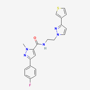3-(4-fluorophenyl)-1-methyl-N-(2-(3-(thiophen-3-yl)-1H-pyrazol-1-yl)ethyl)-1H-pyrazole-5-carboxamide