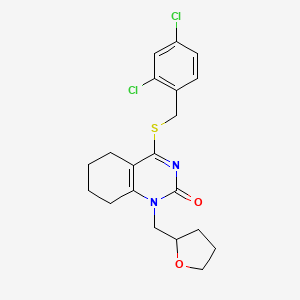 molecular formula C20H22Cl2N2O2S B2960549 4-((2,4-dichlorobenzyl)thio)-1-((tetrahydrofuran-2-yl)methyl)-5,6,7,8-tetrahydroquinazolin-2(1H)-one CAS No. 899993-65-8