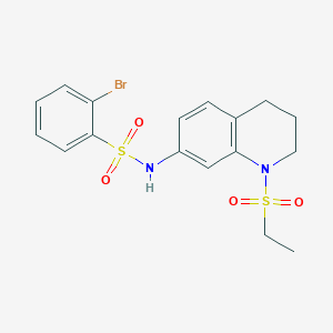 molecular formula C17H19BrN2O4S2 B2960556 2-bromo-N-(1-(ethylsulfonyl)-1,2,3,4-tetrahydroquinolin-7-yl)benzenesulfonamide CAS No. 946373-95-1