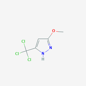molecular formula C5H5Cl3N2O B2960573 3-Methoxy-5-(trichloromethyl)-1H-pyrazole CAS No. 1015781-71-1