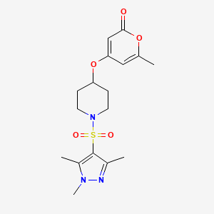 molecular formula C17H23N3O5S B2960574 6-methyl-4-((1-((1,3,5-trimethyl-1H-pyrazol-4-yl)sulfonyl)piperidin-4-yl)oxy)-2H-pyran-2-one CAS No. 1705063-30-4