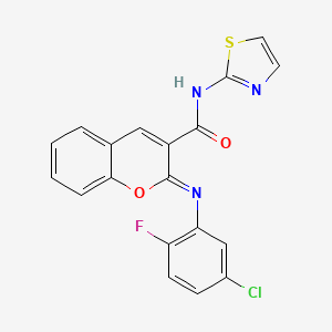 molecular formula C19H11ClFN3O2S B2960578 (2Z)-2-[(5-chloro-2-fluorophenyl)imino]-N-(1,3-thiazol-2-yl)-2H-chromene-3-carboxamide CAS No. 1327182-46-6