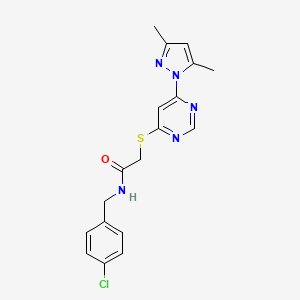 molecular formula C18H18ClN5OS B2960586 N-(4-chlorobenzyl)-2-((6-(3,5-dimethyl-1H-pyrazol-1-yl)pyrimidin-4-yl)thio)acetamide CAS No. 1251558-20-9