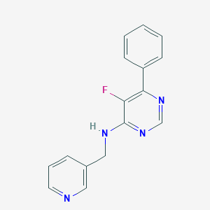 molecular formula C16H13FN4 B2960587 5-Fluoro-6-phenyl-N-(pyridin-3-ylmethyl)pyrimidin-4-amine CAS No. 2415570-48-6