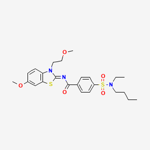 molecular formula C24H31N3O5S2 B2960588 4-[butyl(ethyl)sulfamoyl]-N-[6-methoxy-3-(2-methoxyethyl)-1,3-benzothiazol-2-ylidene]benzamide CAS No. 865161-71-3
