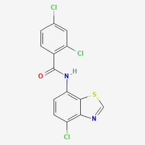 molecular formula C14H7Cl3N2OS B2960593 2,4-二氯-N-(4-氯-1,3-苯并噻唑-7-基)苯甲酰胺 CAS No. 946209-54-7