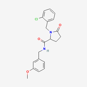 molecular formula C20H21ClN2O3 B2960594 1-[(2-Chlorophenyl)methyl]-N-[(3-methoxyphenyl)methyl]-5-oxopyrrolidine-2-carboxamide CAS No. 2379952-19-7