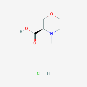 molecular formula C6H12ClNO3 B2960608 (3R)-4-Methyl-morpholine-3-carboxylic acid hydrochloride CAS No. 1965314-57-1