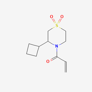 molecular formula C11H17NO3S B2960613 1-(3-Cyclobutyl-1,1-dioxo-1,4-thiazinan-4-yl)prop-2-en-1-one CAS No. 2196445-94-8