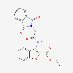 molecular formula C21H16N2O6 B2960629 Ethyl 3-(2-(1,3-dioxoisoindolin-2-yl)acetamido)benzofuran-2-carboxylate CAS No. 477501-74-9