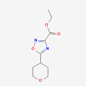 molecular formula C10H14N2O4 B2960638 Ethyl 5-(oxan-4-yl)-1,2,4-oxadiazole-3-carboxylate CAS No. 1341975-51-6