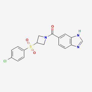 molecular formula C17H14ClN3O3S B2960640 (1H-benzo[d]imidazol-5-yl)(3-((4-chlorophenyl)sulfonyl)azetidin-1-yl)methanone CAS No. 1448064-71-8