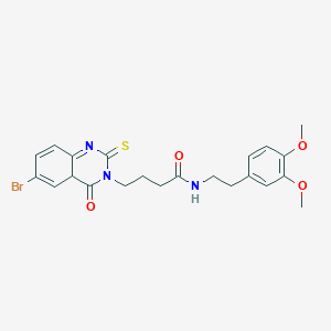 molecular formula C22H24BrN3O4S B2960659 4-(6-bromo-4-oxo-2-sulfanylidene-1,2,3,4-tetrahydroquinazolin-3-yl)-N-[2-(3,4-dimethoxyphenyl)ethyl]butanamide CAS No. 422287-95-4