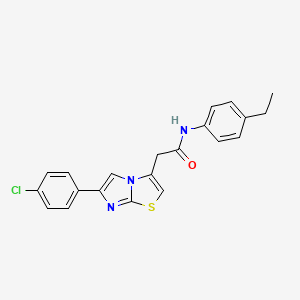 molecular formula C21H18ClN3OS B2960661 2-[6-(4-chlorophenyl)imidazo[2,1-b][1,3]thiazol-3-yl]-N-(4-ethylphenyl)acetamide CAS No. 897458-52-5