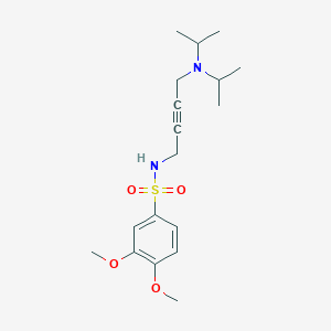 molecular formula C18H28N2O4S B2960672 N-(4-(diisopropylamino)but-2-yn-1-yl)-3,4-dimethoxybenzenesulfonamide CAS No. 1396850-34-2