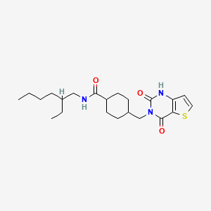 molecular formula C22H33N3O3S B2960674 4-((2,4-dioxo-1,2-dihydrothieno[3,2-d]pyrimidin-3(4H)-yl)methyl)-N-(2-ethylhexyl)cyclohexanecarboxamide CAS No. 1023532-42-4