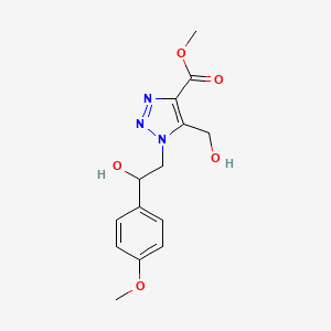 molecular formula C14H17N3O5 B2960694 methyl 1-[2-hydroxy-2-(4-methoxyphenyl)ethyl]-5-(hydroxymethyl)-1H-1,2,3-triazole-4-carboxylate CAS No. 1984052-97-2