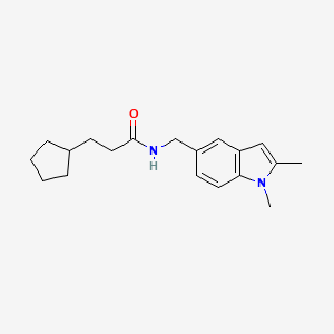 molecular formula C19H26N2O B2960696 3-环戊基-N-((1,2-二甲基-1H-吲哚-5-基)甲基)丙酰胺 CAS No. 852137-06-5