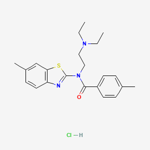 molecular formula C22H28ClN3OS B2960723 N-(2-(diethylamino)ethyl)-4-methyl-N-(6-methylbenzo[d]thiazol-2-yl)benzamide hydrochloride CAS No. 1189981-93-8