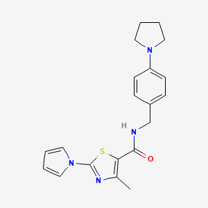molecular formula C20H22N4OS B2960736 4-甲基-N-[4-(吡咯烷-1-基)苄基]-2-(1H-吡咯-1-基)-1,3-噻唑-5-甲酰胺 CAS No. 1251689-76-5