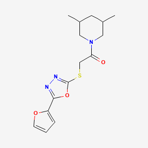 molecular formula C15H19N3O3S B2960744 1-({[5-(2-呋喃基)-1,3,4-恶二唑-2-基]硫代}乙酰)-3,5-二甲基哌啶 CAS No. 761419-02-7