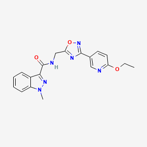 molecular formula C19H18N6O3 B2960757 N-((3-(6-乙氧基吡啶-3-基)-1,2,4-恶二唑-5-基)甲基)-1-甲基-1H-吲唑-3-甲酰胺 CAS No. 2034369-80-5